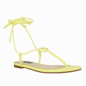 Nine West Tella Ankle Wrap Flat Sandals - Yellow - Ireland (BD8624315)